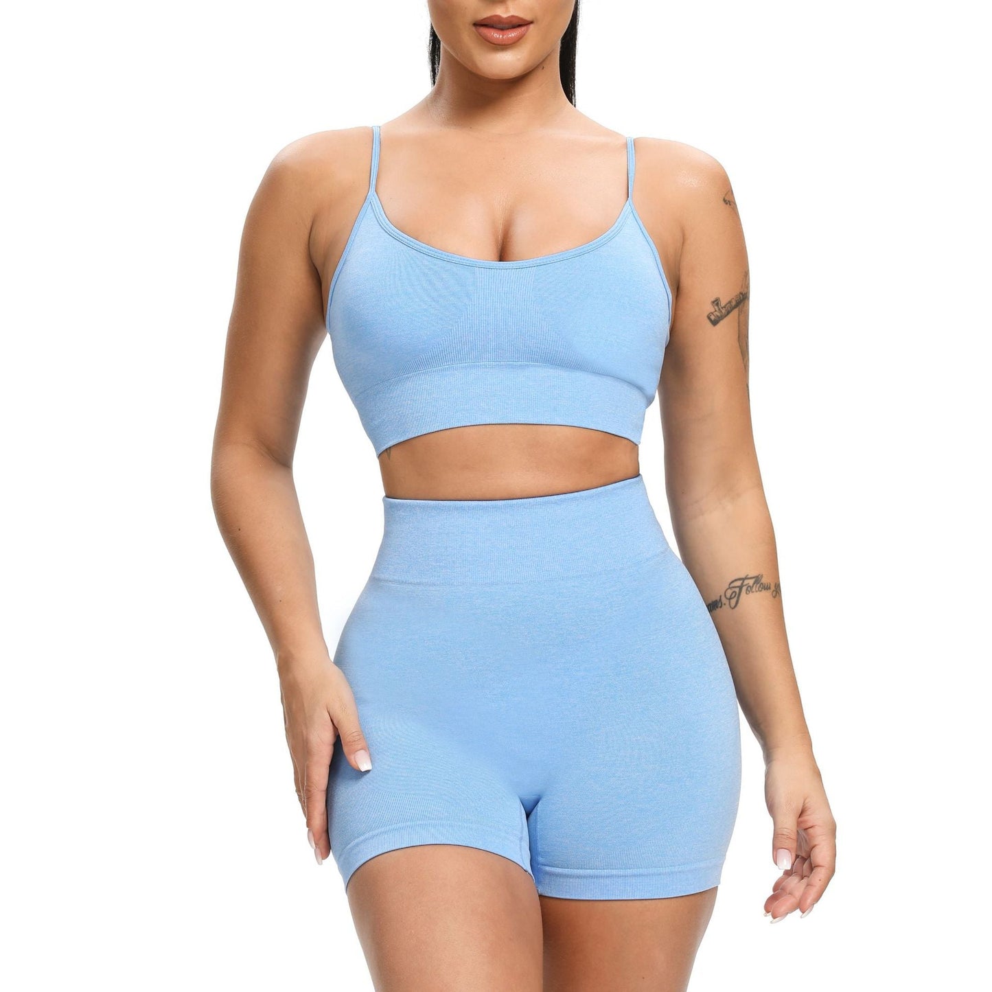 Fitness Butt-Lifting Body-Shaping Yoga Pants, Strapless Bra, and Shorts Set