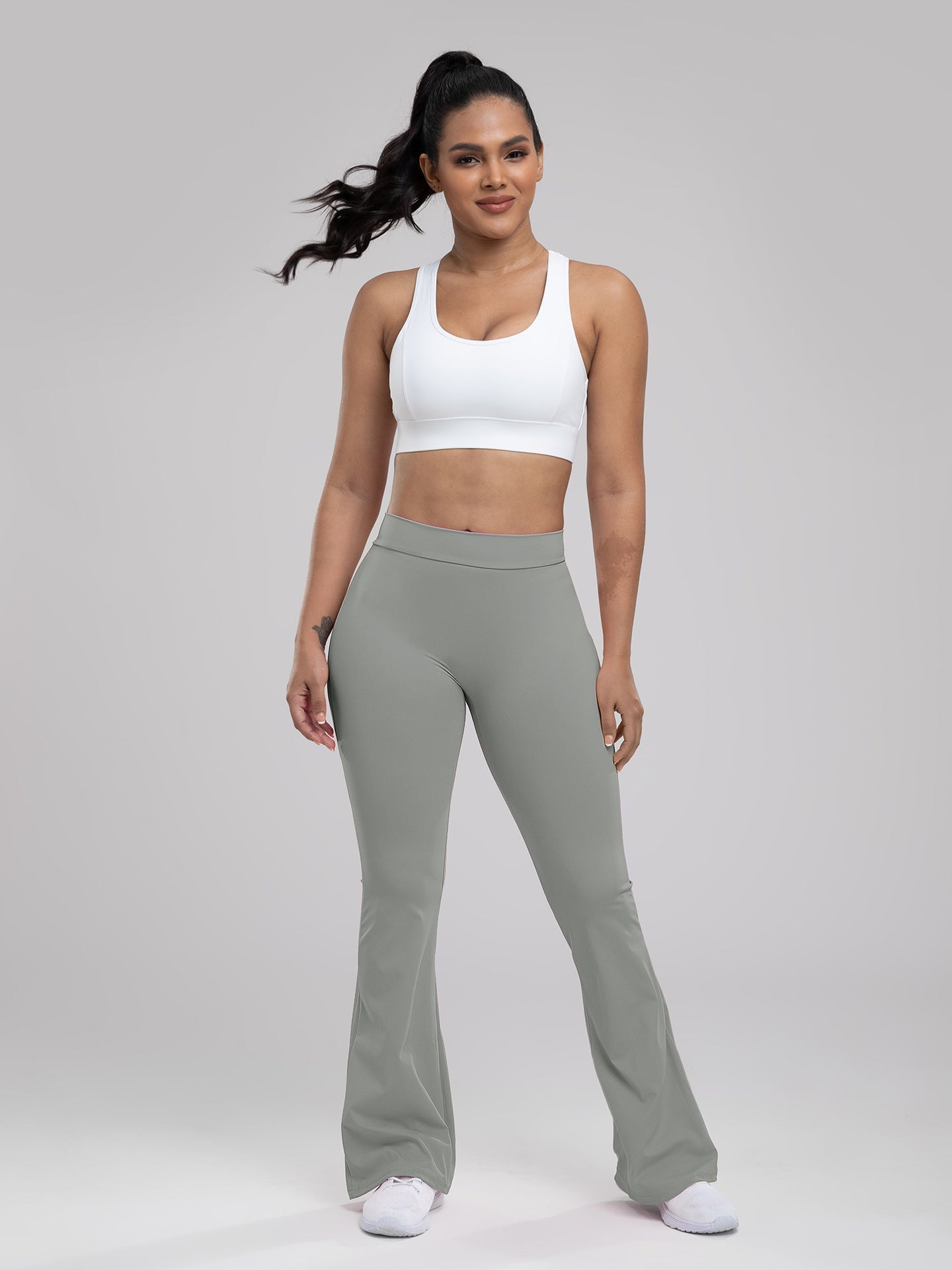 Women Yoga Pants High Waist Ruched Fitness Trousers Solid Color Hip Lifting Wide-leg Fitness Sport Pants Streetwear