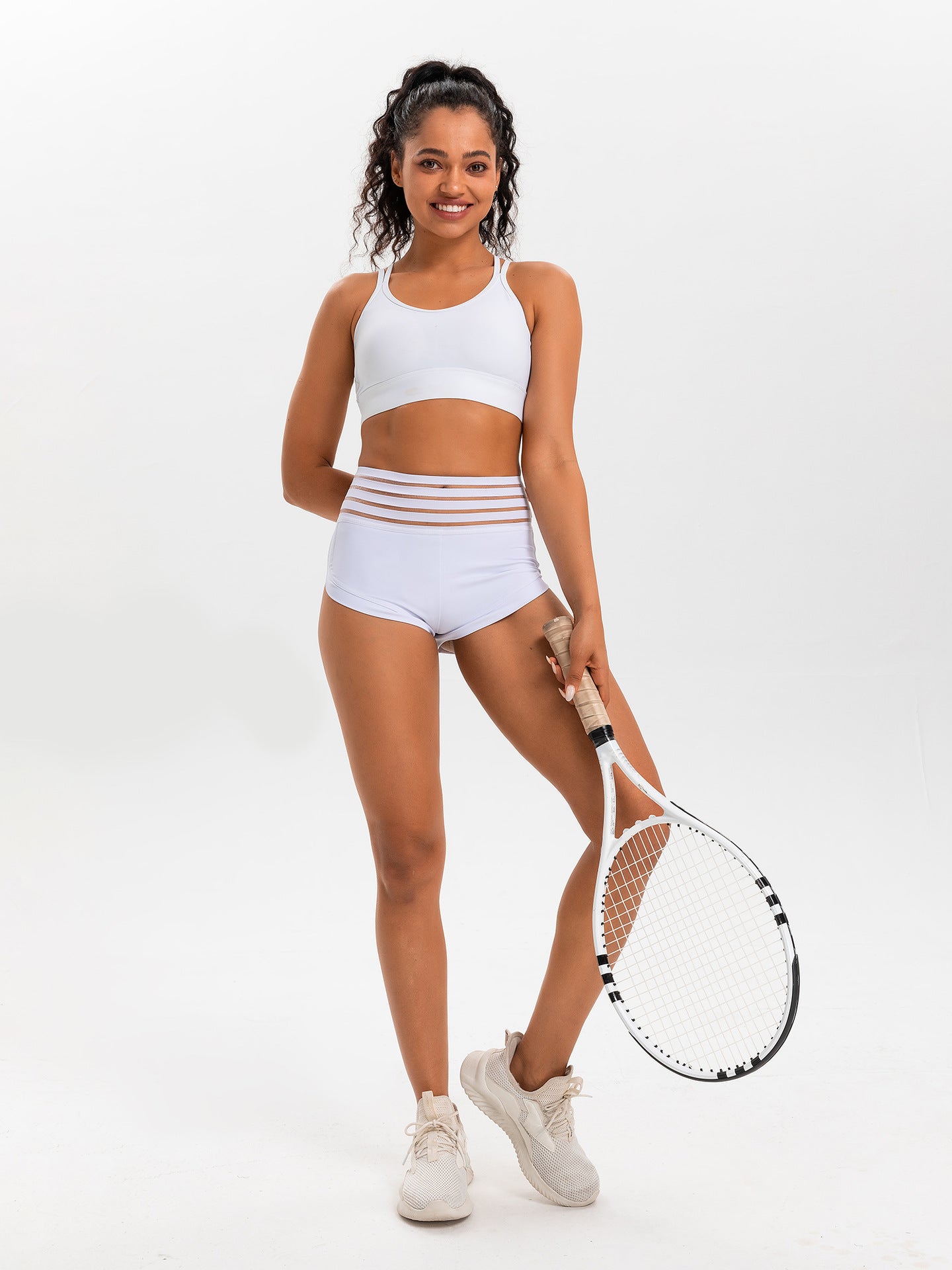 Women's High-Waisted Tummy-Control Yoga Shorts with Peach-Shaped Buttocks, 3/4 Length, Tight-Fitting, High-Stretch Running and Fitness Pants