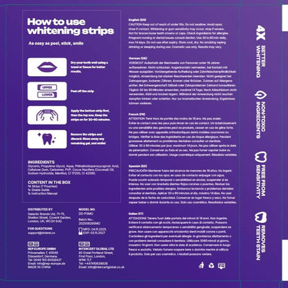 Purple Teeth Whitening Strips - 7/21 Whitening Sessions - Safe for Enamel - Non Sensitive Teeth Whitening - Peroxide-Free