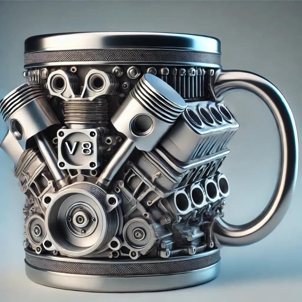 V8 Engines Stainless Steel Cup,Personalized Coffee Mug with Insulated Handle,Perfect for Car Lovers Gifts,Mechanics, Birthday, Christmas,Living room decoration as a work of art
