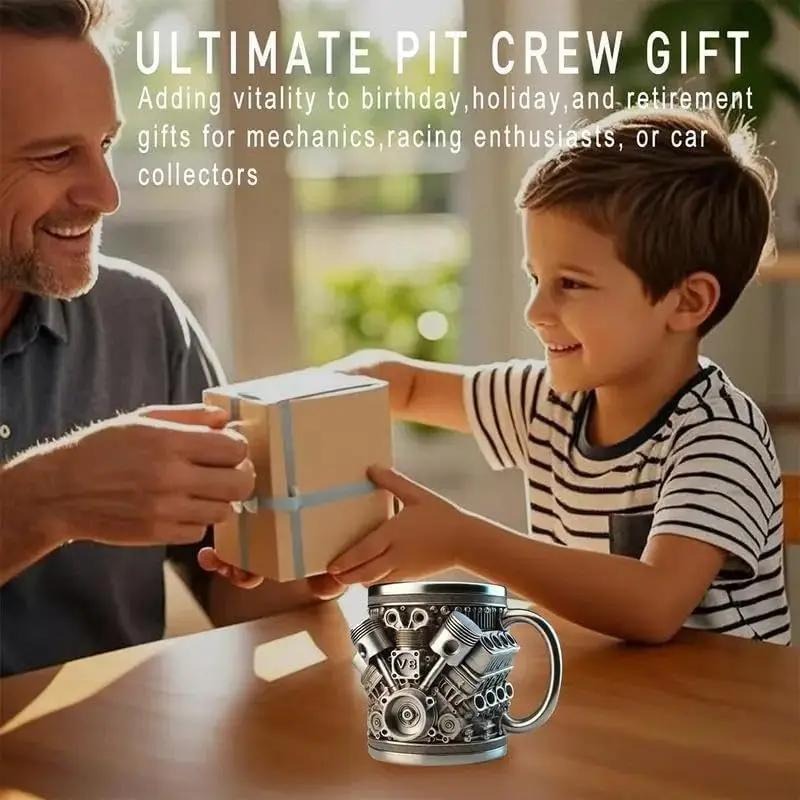 V8 Engines Stainless Steel Cup,Personalized Coffee Mug with Insulated Handle,Perfect for Car Lovers Gifts,Mechanics, Birthday, Christmas,Living room decoration as a work of art