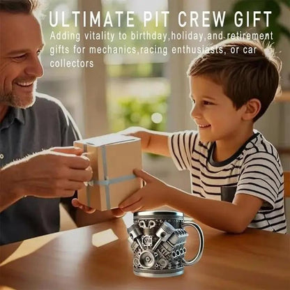 V8 Engines Stainless Steel Cup,Personalized Coffee Mug with Insulated Handle,Perfect for Car Lovers Gifts,Mechanics, Birthday, Christmas,Living room decoration as a work of art