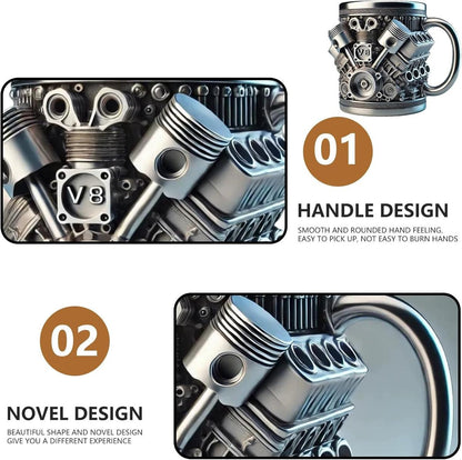 V8 Engines Stainless Steel Cup,Personalized Coffee Mug with Insulated Handle,Perfect for Car Lovers Gifts,Mechanics, Birthday, Christmas,Living room decoration as a work of art