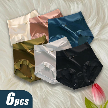 6/12/18 Pack Mid Waist Women's Briefs with Scalloped Edges Breathable Comfortable Soft Briefs High Elastic Hip Lifting Fit Everyday Wear Elegant Stylish Design Women's Ice Silk Compression Minimalist Gamis