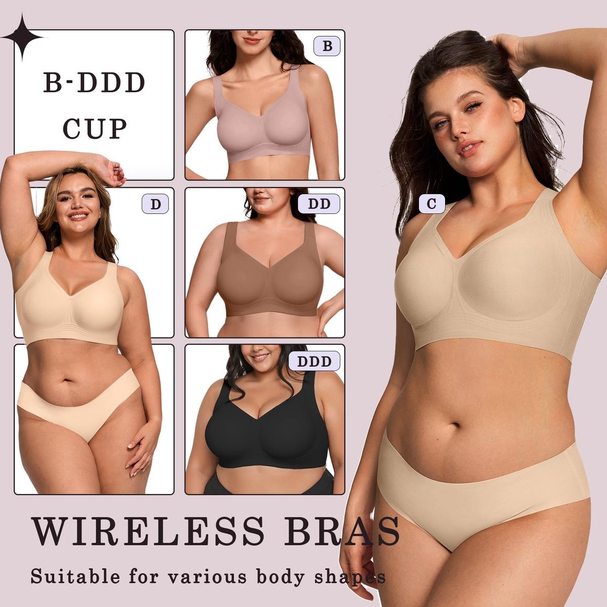 Women Wirefree Bras for Women Full Coverage No Underwire Everyday Bras Comfortable Wireless Padded Jelly Bras