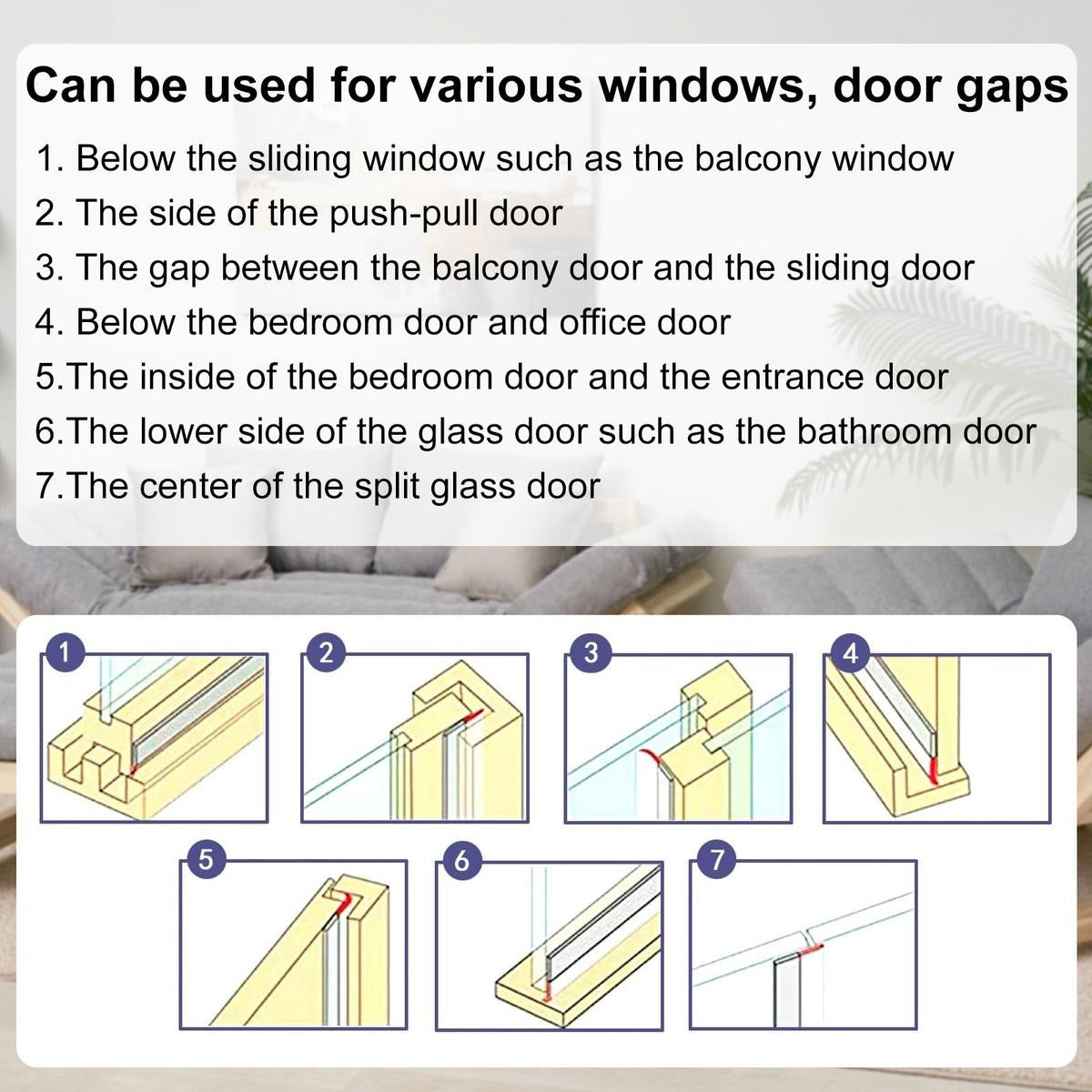16.4Ft Door Weather Stripping, (1.38in Width) Weather Stripping Door Draft Stopper Adhesive Seal Strip Anti Draft Insulation Tape for Doors Windows and Shower Doors