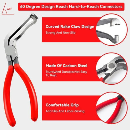 Automotive Electrical Disconnect Pliers Kit,Auto Repair Plier,High-Carbon Steel Connector Separator  60 ° Pliers,Hose Clamp Plier,Car Trim Clip Removal Pliers,Plug Release Tool and Wire Terminal Removal in Storage Bag.