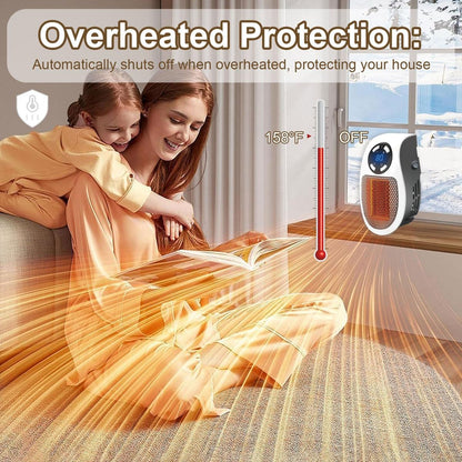 Wall Outlet Space Heater, 450W Plug in Electric Heater with Adjustable Thermostat, Portable Plug in Small Space Heater for Indoor,12H Timer & LED Display, PTC Ceramic Fast Heat Safely for Bedroom Bathroom Office