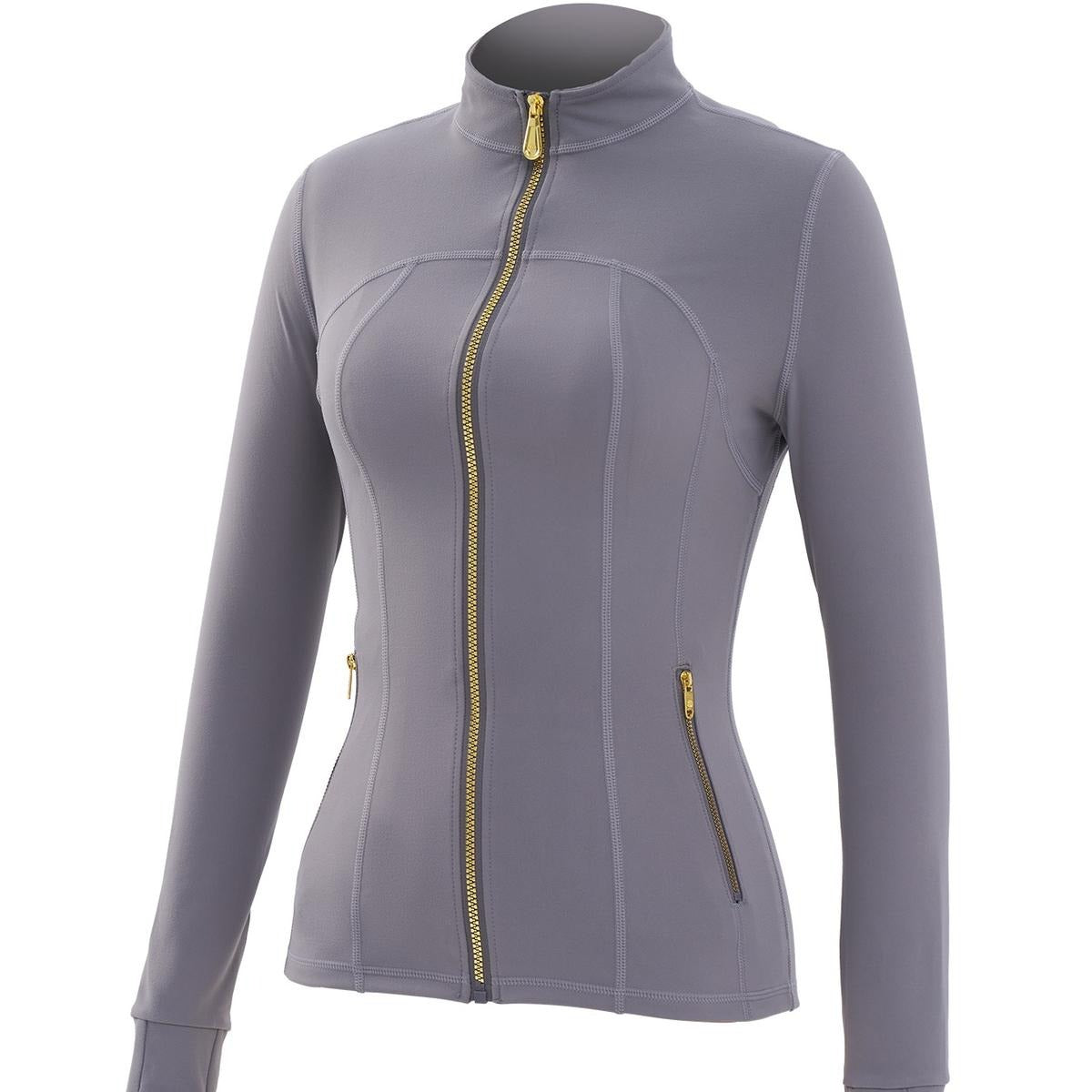 【Golden Zipper】【Gardenia Fragrance】Soft Brushed Women's Sporty Jacket, 25'' Inseam Leggings. Golden Zipper Jacket with Pockets, Yoga Pants, Thumbholes Design, Casual Wear for Women