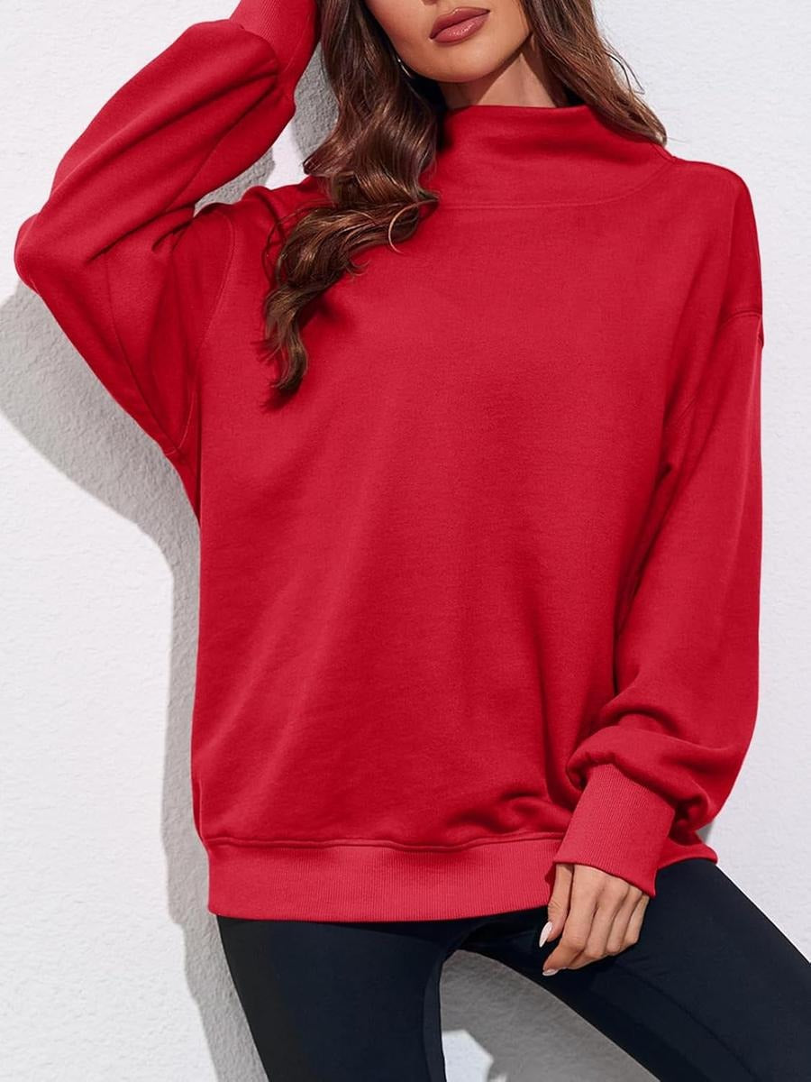 Women's Oversized Turtleneck Sweatshirt Long Sleeve Pullover Casual Tops Womenswear Hoodie FallFreshness Grey Cute