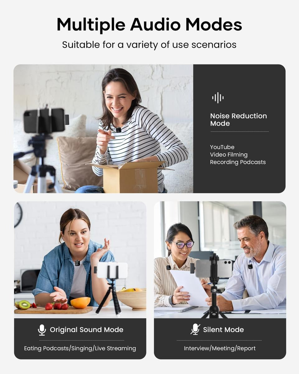 Wireless Lavalier Microphone for iPhone iPad Android With Charging Case Audio Smartphone Audio Smartphone