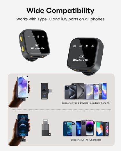 Wireless Lavalier Microphone for iPhone iPad Android With Charging Case Audio Smartphone Audio Smartphone