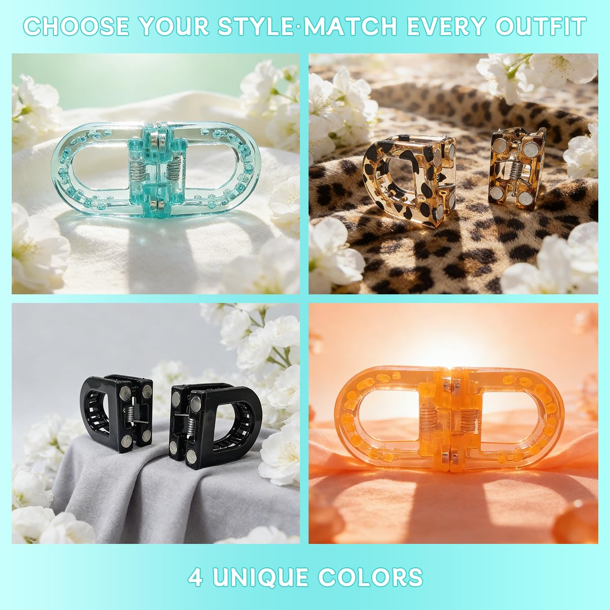 4 Pack Magnetic Hair Clips, Magnetic Hair Bow Clips for Women, Decorative No-Slip Magnet Hair Accessories for Easy Half-Up Styles, Lightweight Fashion Hair Clips for Everyday, Work & Special Occasions