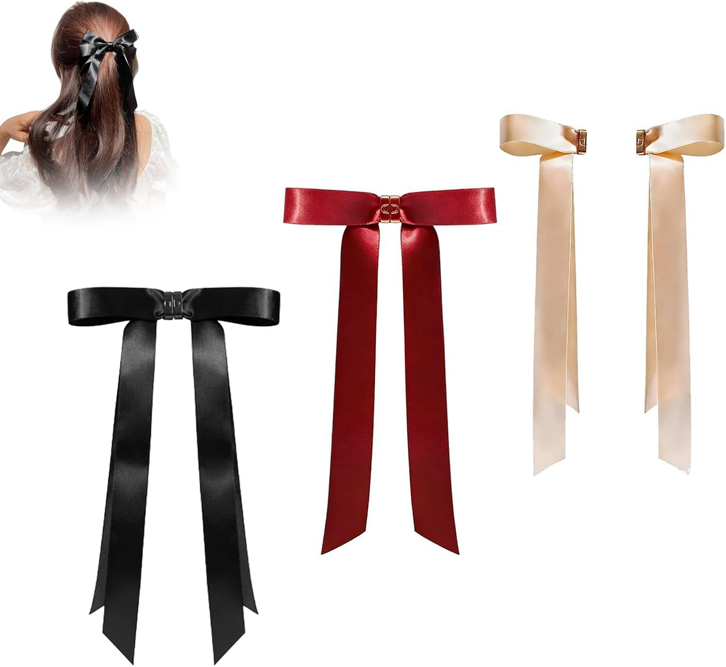 Magnetic Hair Bow, Magnetic Bow Hair Clips for Women, Mini Butterfly Hairs Clip, No-Slip Magnetics Clips for Girls Hairs Accessories (3 pcs)