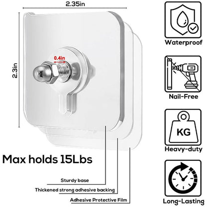BUY 16 Get 16 Free 32-Piece No-Drill Screw Stickers, Strong Adhesive No-Nail, No Drilling Required Adhesive Wall Hooks Wall Mount Screw Hooks Picture Hangers Without Nails for Hanging 2.25 * 2.25 * 0.4 Inch for Kitchen, Bathroom, Home