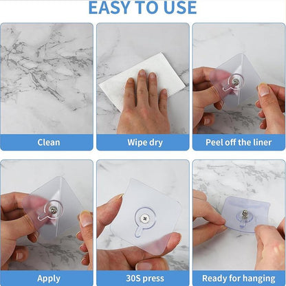 BUY 16 Get 16 Free 32-Piece No-Drill Screw Stickers, Strong Adhesive No-Nail, No Drilling Required Adhesive Wall Hooks Wall Mount Screw Hooks Picture Hangers Without Nails for Hanging 2.25 * 2.25 * 0.4 Inch for Kitchen, Bathroom, Home