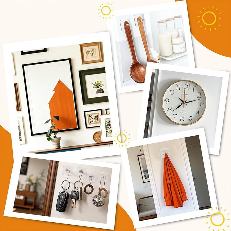 BUY 16 Get 16 Free 32-Piece No-Drill Screw Stickers, Strong Adhesive No-Nail, No Drilling Required Adhesive Wall Hooks Wall Mount Screw Hooks Picture Hangers Without Nails for Hanging 2.25 * 2.25 * 0.4 Inch for Kitchen, Bathroom, Home