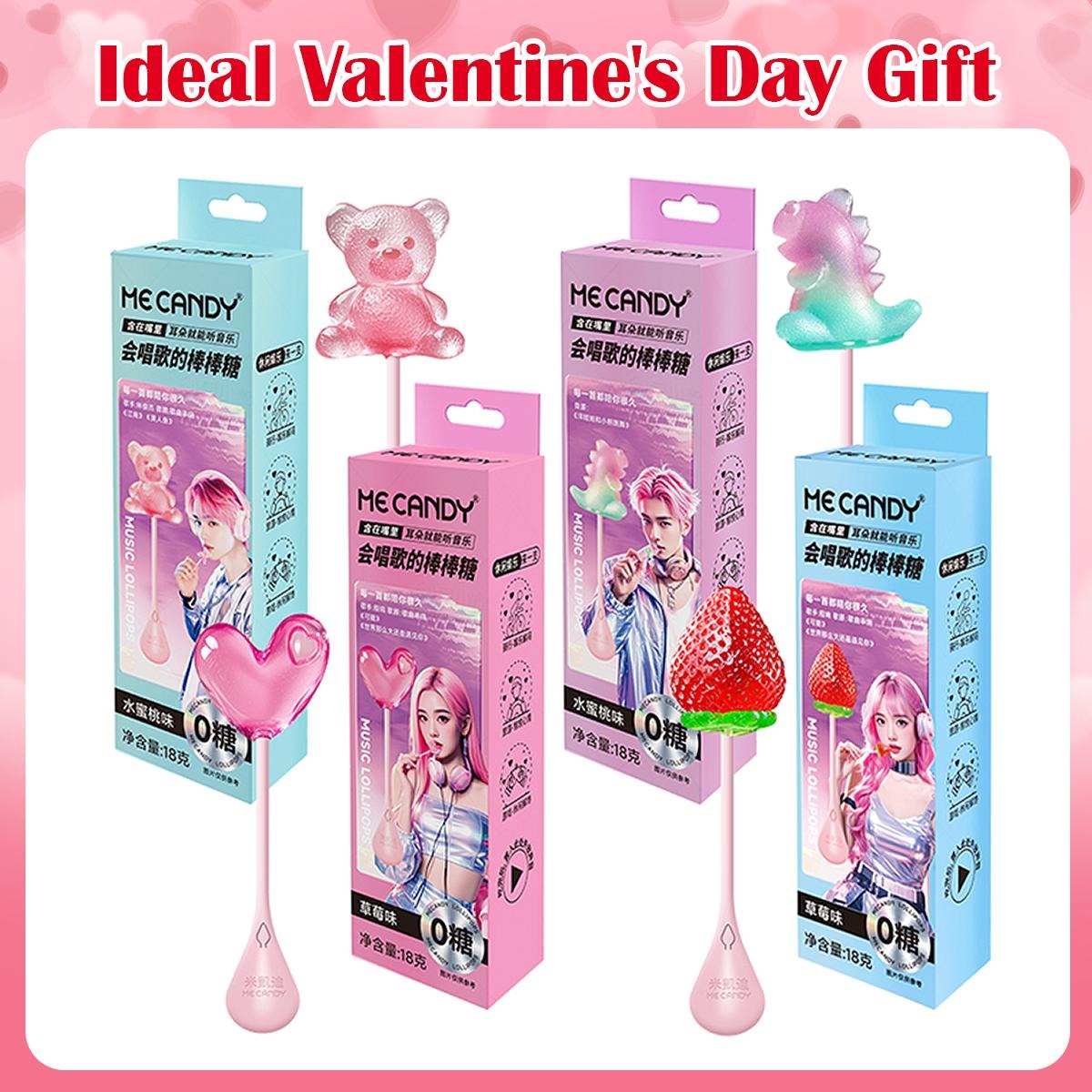 4D Music Lollipop | linus lollipop | Bone Conduction Tech | 4D Bear/Strawberry/Dinosaur/Heart Shapes | Sugarfree, Fruity Flavor | Halal Certified | Healthy Valentine's Day Gift
