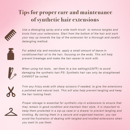 Invisible Clip- in Synthetic Hair Extensions Thick Natural Hairpieces Double Weft 4/3/2 Secure Clips Long Wavy Secret Hairpiece for Women