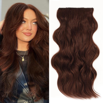 Invisible Clip- in Synthetic Hair Extensions Thick Natural Hairpieces Double Weft 4/3/2 Secure Clips Long Wavy Secret Hairpiece for Women