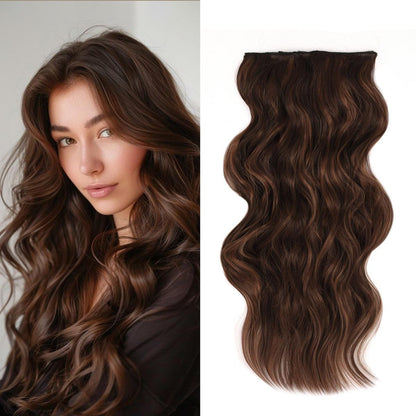 Invisible Clip- in Synthetic Hair Extensions Thick Natural Hairpieces Double Weft 4/3/2 Secure Clips Long Wavy Secret Hairpiece for Women