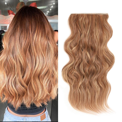 Invisible Clip- in Synthetic Hair Extensions Thick Natural Hairpieces Double Weft 4/3/2 Secure Clips Long Wavy Secret Hairpiece for Women