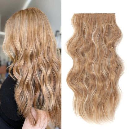 Invisible Clip- in Synthetic Hair Extensions Thick Natural Hairpieces Double Weft 4/3/2 Secure Clips Long Wavy Secret Hairpiece for Women