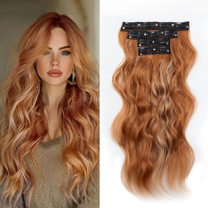 Invisible Clip- in Synthetic Hair Extensions Thick Natural Hairpieces Double Weft 4/3/2 Secure Clips Long Wavy Secret Hairpiece for Women