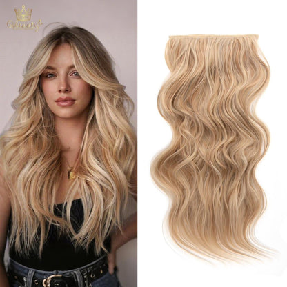 Invisible Clip- in Synthetic Hair Extensions Thick Natural Hairpieces Double Weft 4/3/2 Secure Clips Long Wavy Secret Hairpiece for Women