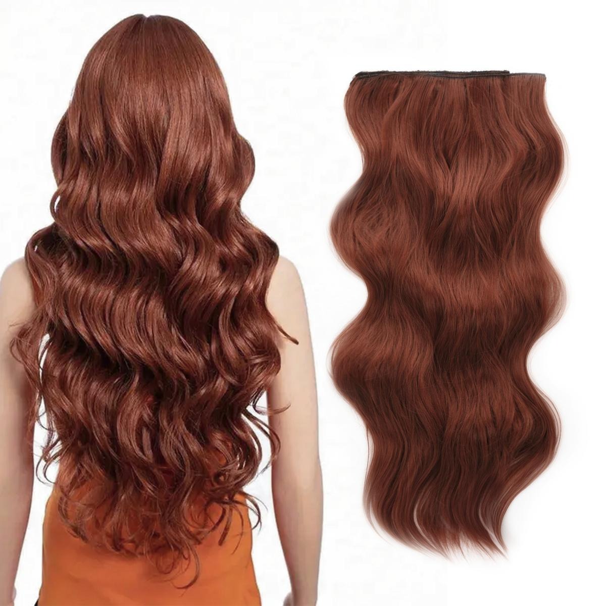 Invisible Clip- in Synthetic Hair Extensions Thick Natural Hairpieces Double Weft 4/3/2 Secure Clips Long Wavy Secret Hairpiece for Women