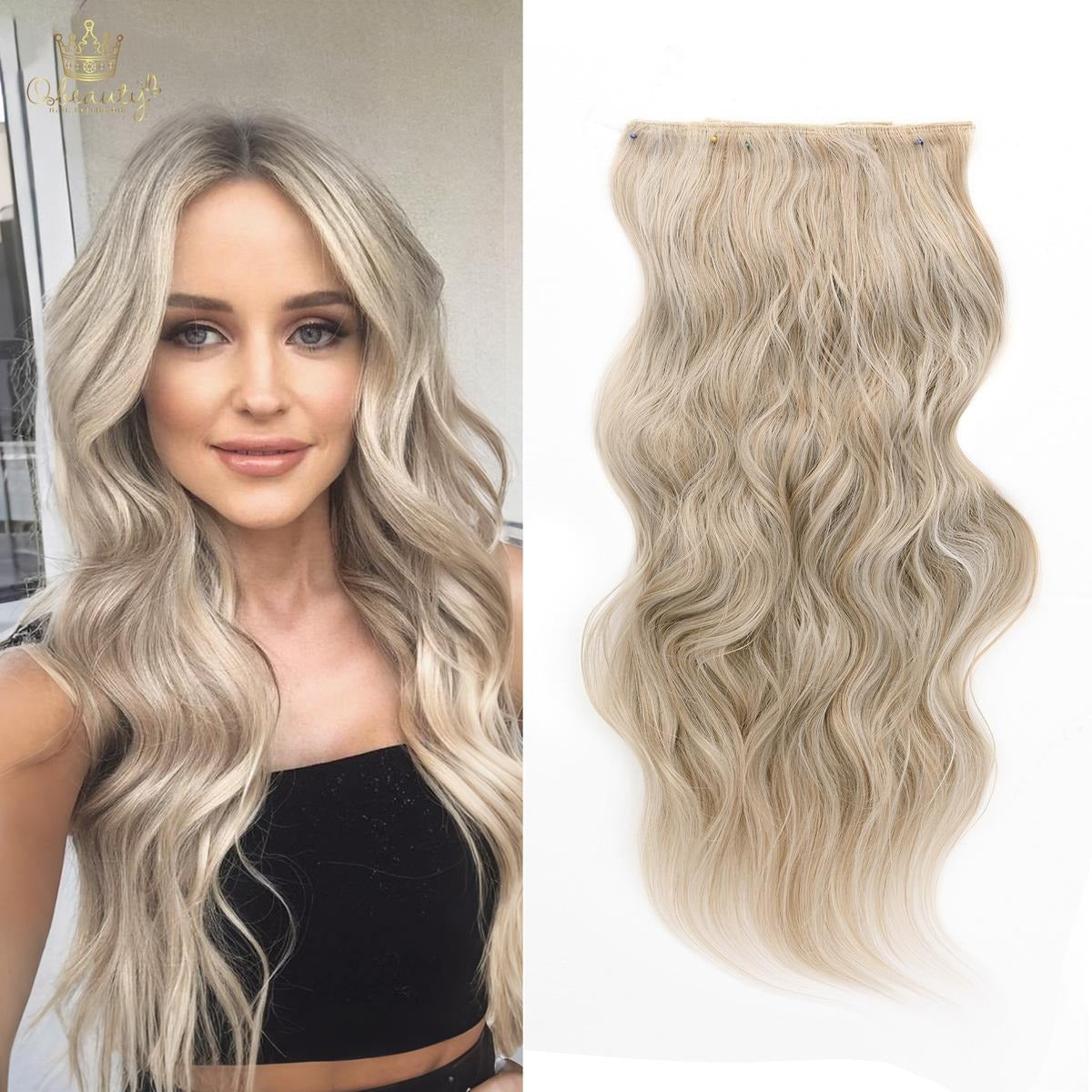 Invisible Clip- in Synthetic Hair Extensions Thick Natural Hairpieces Double Weft 4/3/2 Secure Clips Long Wavy Secret Hairpiece for Women
