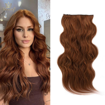 Invisible Clip- in Synthetic Hair Extensions Thick Natural Hairpieces Double Weft 4/3/2 Secure Clips Long Wavy Secret Hairpiece for Women