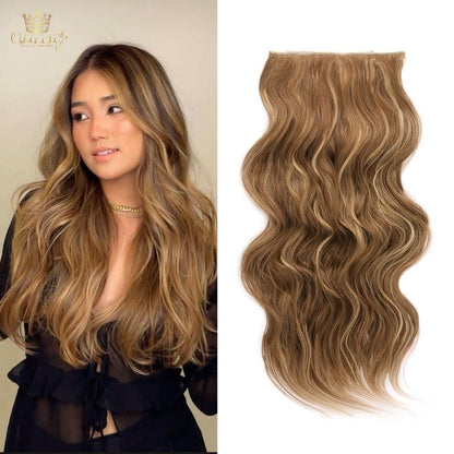 Invisible Clip- in Synthetic Hair Extensions Thick Natural Hairpieces Double Weft 4/3/2 Secure Clips Long Wavy Secret Hairpiece for Women