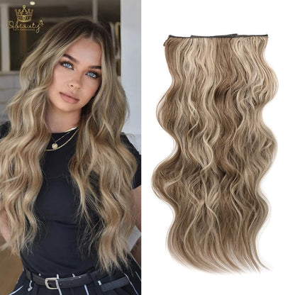 Invisible Clip- in Synthetic Hair Extensions Thick Natural Hairpieces Double Weft 4/3/2 Secure Clips Long Wavy Secret Hairpiece for Women