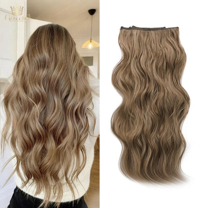Invisible Clip- in Synthetic Hair Extensions Thick Natural Hairpieces Double Weft 4/3/2 Secure Clips Long Wavy Secret Hairpiece for Women