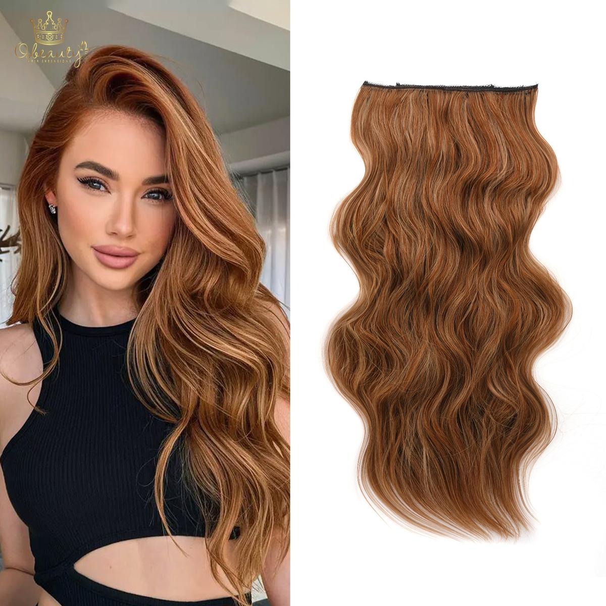 Invisible Clip- in Synthetic Hair Extensions Thick Natural Hairpieces Double Weft 4/3/2 Secure Clips Long Wavy Secret Hairpiece for Women