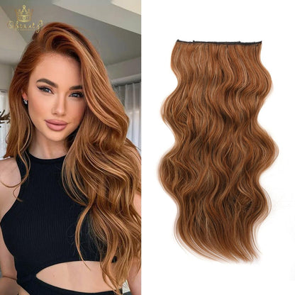 Invisible Clip- in Synthetic Hair Extensions Thick Natural Hairpieces Double Weft 4/3/2 Secure Clips Long Wavy Secret Hairpiece for Women