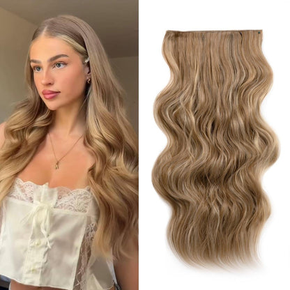 Invisible Clip- in Synthetic Hair Extensions Thick Natural Hairpieces Double Weft 4/3/2 Secure Clips Long Wavy Secret Hairpiece for Women
