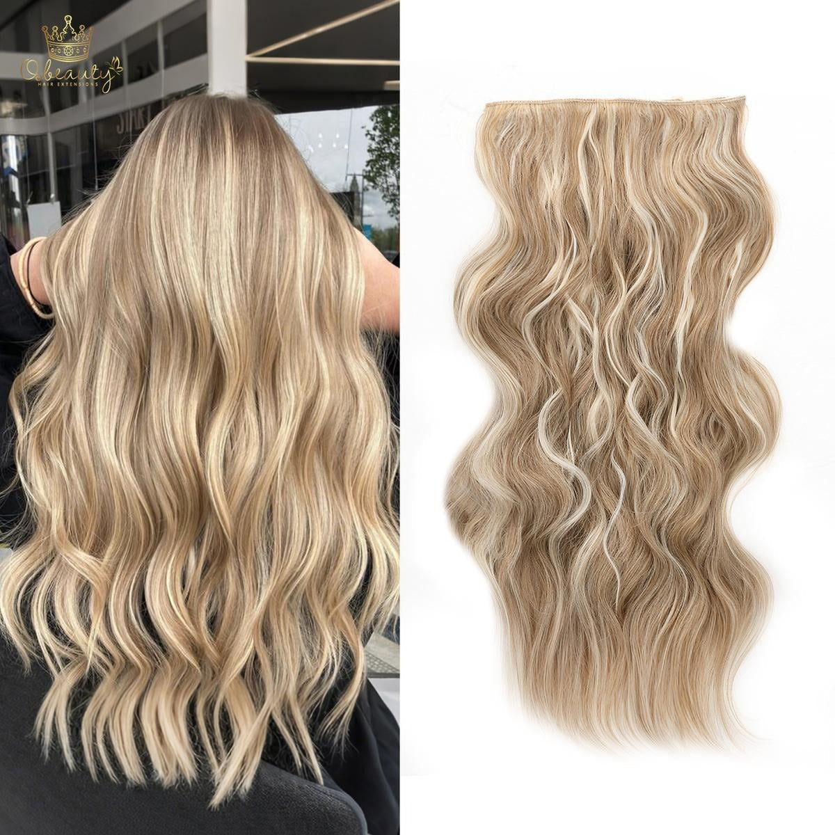Invisible Clip- in Synthetic Hair Extensions Thick Natural Hairpieces Double Weft 4/3/2 Secure Clips Long Wavy Secret Hairpiece for Women