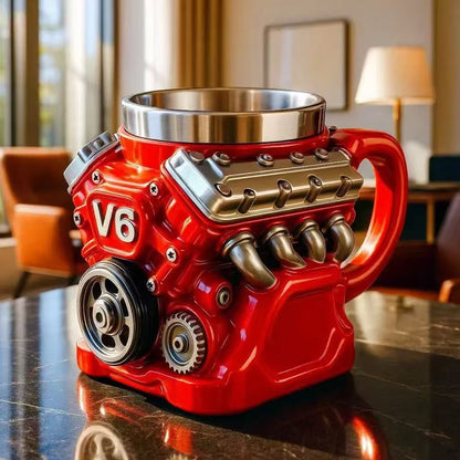 V8 Engines Stainless Steel Cup,Personalized Coffee Mug with Insulated Handle,Perfect for Car Lovers Gifts,Mechanics, Birthday, Christmas,Living room decoration as a work of art