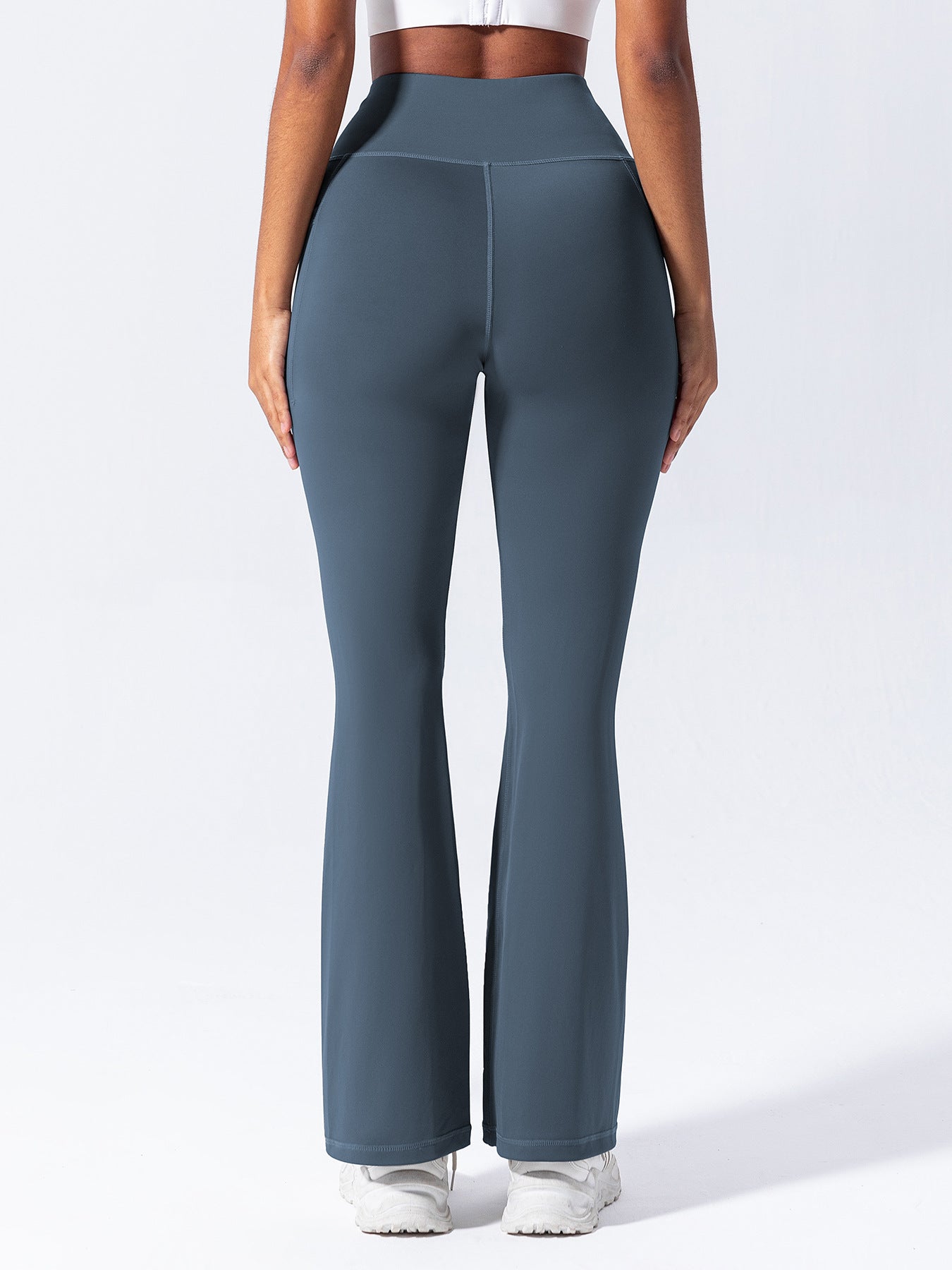 Yoga Long Pants with Side Pockets, Flared Legs, Outdoor Casual High-Waisted Fitness Pants