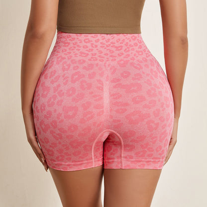 Outdoor Sports Seamless Yoga Shorts High-Waisted Tummy-Control Fitness Wear Cycling Training Casual Plum Blossom Spot Shorts