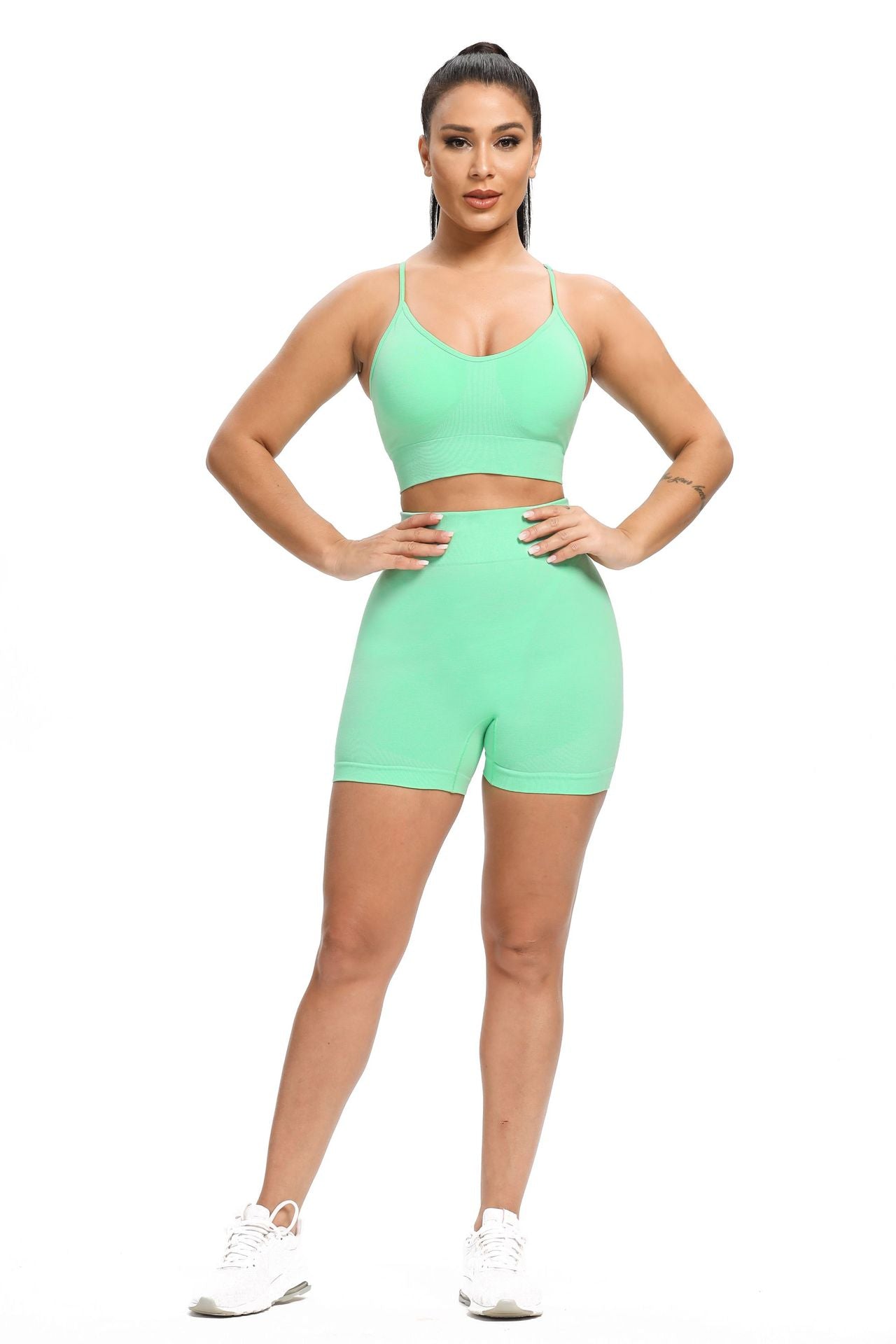 Fitness Butt-Lifting Body-Shaping Yoga Pants, Strapless Bra, and Shorts Set