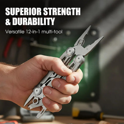 12-in-1 Stainless Steel Foldable Multitool Pliers