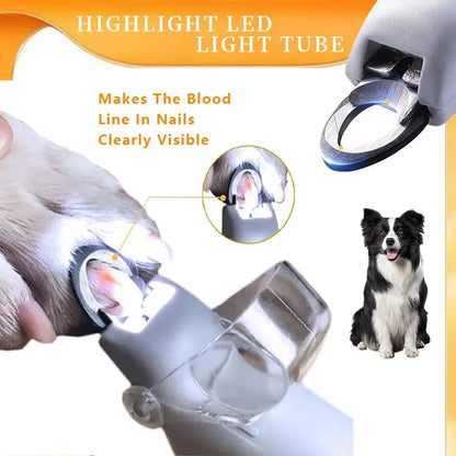 Highlight LED light tube for pet nail care with a dog on a white background