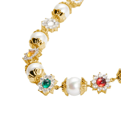 Daisy Pearl Necklace - Gold