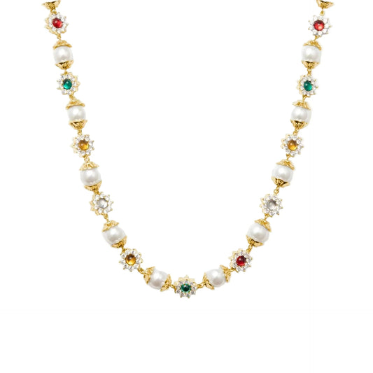 Daisy Pearl Necklace - Gold