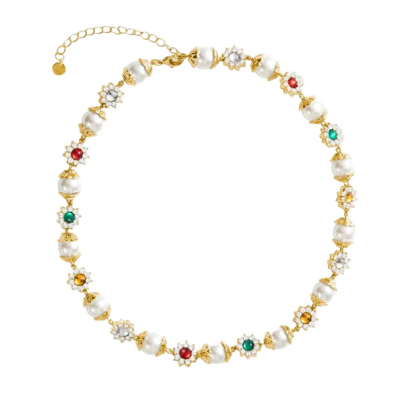 Daisy Pearl Necklace - Gold